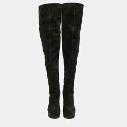 مملوكة مسبقًا Giuseppe Zanotti Black Suede Over The Knee Boots Size 39