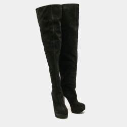 مملوكة مسبقًا Giuseppe Zanotti Black Suede Over The Knee Boots Size 39