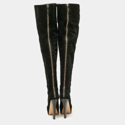 مملوكة مسبقًا Giuseppe Zanotti Black Suede Over The Knee Boots Size 39
