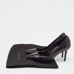 Pre Owned Giuseppe Zanotti Black Croc Embossed Leather Pointed Toe Pumps Size 36