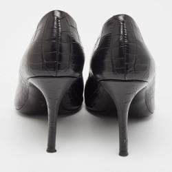 Pre Owned Giuseppe Zanotti Black Croc Embossed Leather Pointed Toe Pumps Size 36