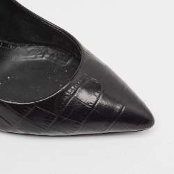 Pre Owned Giuseppe Zanotti Black Croc Embossed Leather Pointed Toe Pumps Size 36