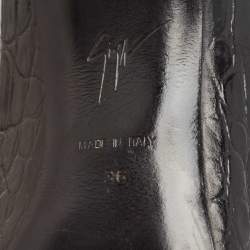 Pre Owned Giuseppe Zanotti Black Croc Embossed Leather Pointed Toe Pumps Size 36