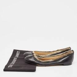 Giuseppe Zanotti Black Leather Ballet Flats Size 36