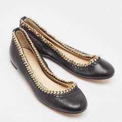 Giuseppe Zanotti Black Leather Ballet Flats Size 36