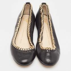 Giuseppe Zanotti Black Leather Ballet Flats Size 36