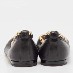 Giuseppe Zanotti Black Leather Ballet Flats Size 36