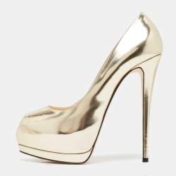 Giuseppe Zanotti Gold Leather Super Sharon Pumps Size 40