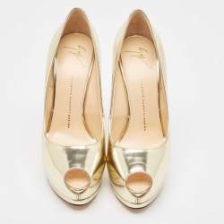 Giuseppe Zanotti Gold Leather Super Sharon Pumps Size 40
