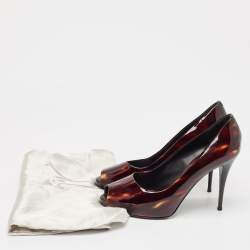 Giuseppe Zanotti Brown Patent Leather Peep Toe Pumps Size 39