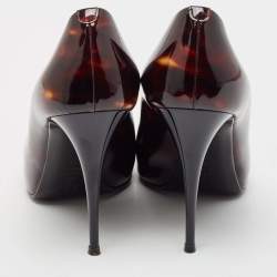 Giuseppe Zanotti Brown Patent Leather Peep Toe Pumps Size 39