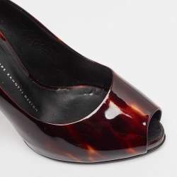 Giuseppe Zanotti Brown Patent Leather Peep Toe Pumps Size 39
