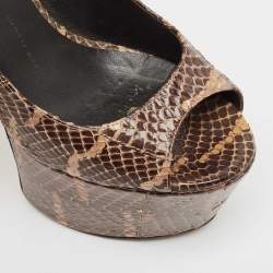 Giuseppe Zanotti Brown Python Leather Platform Pumps Size 38.5
