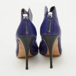 Giuseppe Zanotti Purple Leather Peep Toe Ankle Booties Size 36