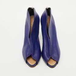 Giuseppe Zanotti Purple Leather Peep Toe Ankle Booties Size 36