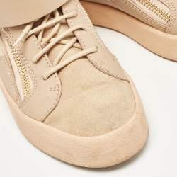 Giuseppe Zanotti Beige  Suede and Leather Double Zipper High Top Sneakers Size 37