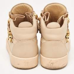 Giuseppe Zanotti Beige  Suede and Leather Double Zipper High Top Sneakers Size 37