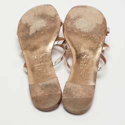Giuseppe Zanotti Metallic Leather and Suede Star Flat Slides Size 39