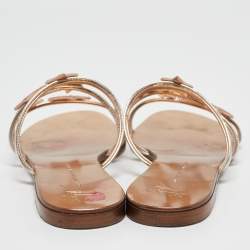 Giuseppe Zanotti Metallic Leather and Suede Star Flat Slides Size 39