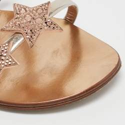 Giuseppe Zanotti Metallic Leather and Suede Star Flat Slides Size 39