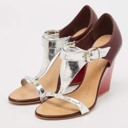 Giuseppe Zanotti Tricolor Leather Ankle Strap Block Heel Sandals Size 37.5
