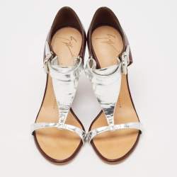 Giuseppe Zanotti Tricolor Leather Ankle Strap Block Heel Sandals Size 37.5