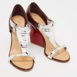 Giuseppe Zanotti Tricolor Leather Ankle Strap Block Heel Sandals Size 37.5