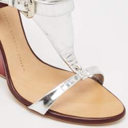 Giuseppe Zanotti Tricolor Leather Ankle Strap Block Heel Sandals Size 37.5