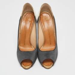 Giuseppe Zanotti Tricolor Leather and Satin Peep Toe Pumps Size 38