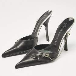 Giuseppe Zanotti Black Leather Pointed Toe Mules Size 40