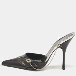 Giuseppe Zanotti Black Leather Pointed Toe Mules Size 40