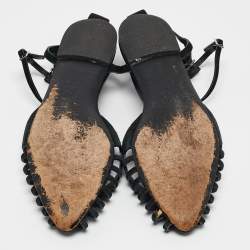 Giuseppe Zanotti Black Suede Ankle Strap Ballet Flats Size 41