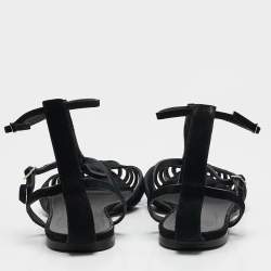 Giuseppe Zanotti Black Suede Ankle Strap Ballet Flats Size 41