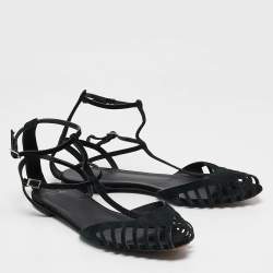 Giuseppe Zanotti Black Suede Ankle Strap Ballet Flats Size 41