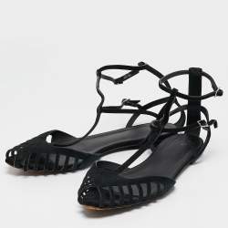Giuseppe Zanotti Black Suede Ankle Strap Ballet Flats Size 41