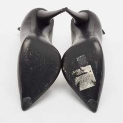 Pre Owned Giuseppe Zanotti Black Leather Horn Zip Back  Pumps Size 38