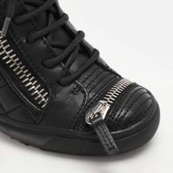 Giuseppe Zanotti Black Quilted Leather Lorenz Wedge Sneakers Size 37