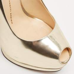 Giuseppe Zanotti Gold Leather Sharon Platform Pumps Size 37.5