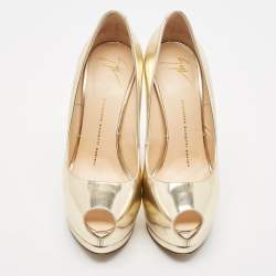 Giuseppe Zanotti Gold Leather Sharon Platform Pumps Size 37.5