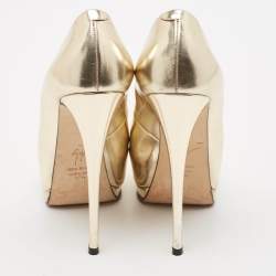 Giuseppe Zanotti Gold Leather Sharon Platform Pumps Size 37.5
