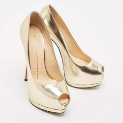 Giuseppe Zanotti Gold Leather Sharon Platform Pumps Size 37.5