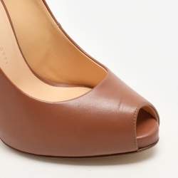 Giuseppe Zanotti Brown Leather Peep Toe Pumps Size 35