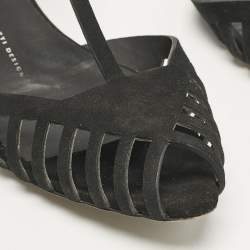 Giuseppe Zanotti Black Suede Ankle Strap Flats Size 38.5