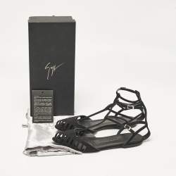 Giuseppe Zanotti Black Suede Ankle Strap Flats Size 38.5