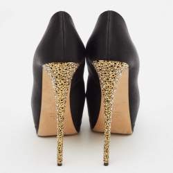 Giuseppe Zanotti Black Satin Platform Peep Toe Pumps Size 38.5