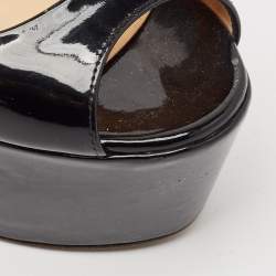 Giuseppe Zanotti Black Patent Leather Liza Peep-Toe Platform Pumps Size 38.5
