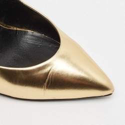 Pre Owned Giuseppe Zanotti Gold Leather Pointed Toe Pumps Size 41