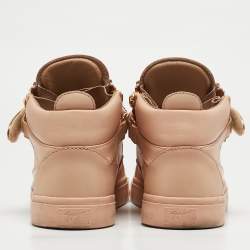 Giuseppe Zanotti Beige Leather Crystal Embellished Coby High Top Sneakers Size 40