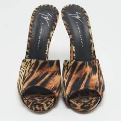 Giuseppe Zanotti Brown/Black Satin Nettie Sandals Size 39.5