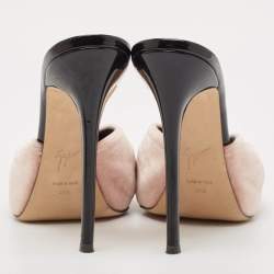 Giuseppe Zanotti Pink/Patent Velvet Slide Sandals Size 39.5